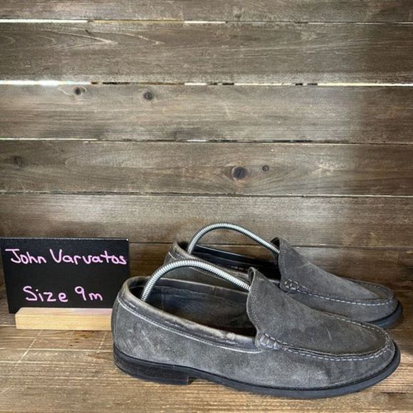 Mens John Vavartos Gray Suede Leather Slip On‎ Loafers Shoes Size 9 M GUC main image 3